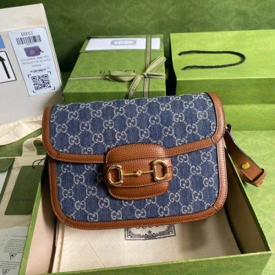 Alternative view of Replica Gucci Horsebit 1955 Small Bag 602204 In Blue Denim