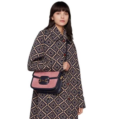 Alternative view of Replica Gucci Horsebit 1955 Small Bag 602204 Pink Corduroy