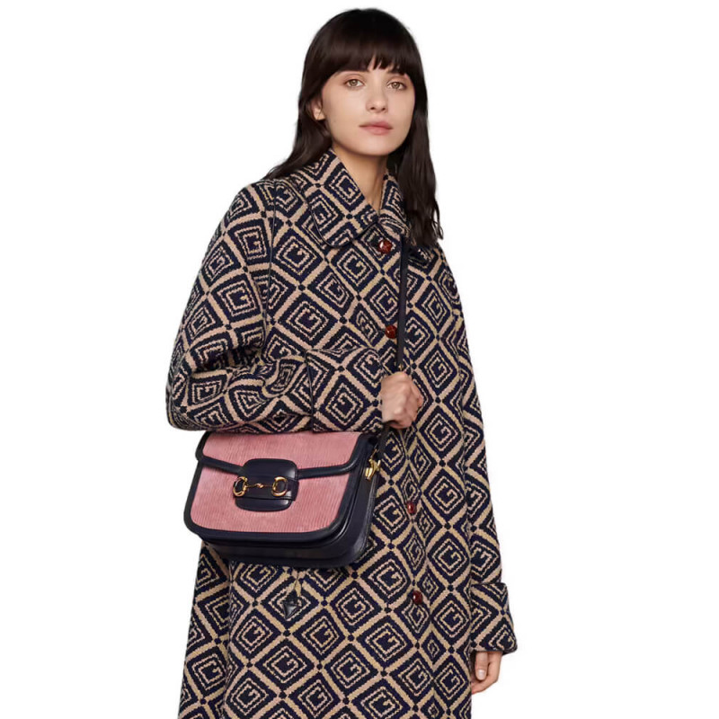 Replica Gucci Horsebit 1955 Small Bag 602204 Pink Corduroy - Image 2