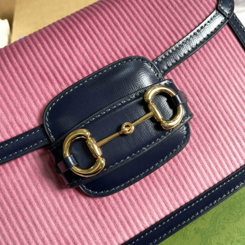 Replica Gucci Horsebit 1955 Small Bag 602204 Pink Corduroy - Image 8