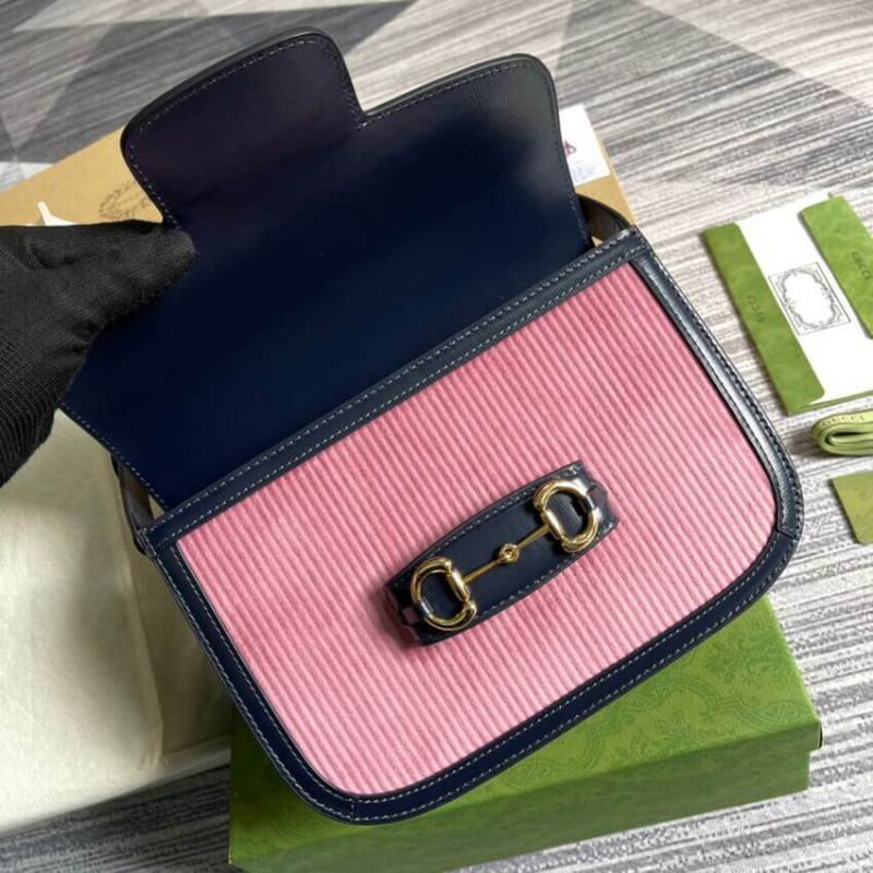 Replica Gucci Horsebit 1955 Small Bag 602204 Pink Corduroy - Image 10
