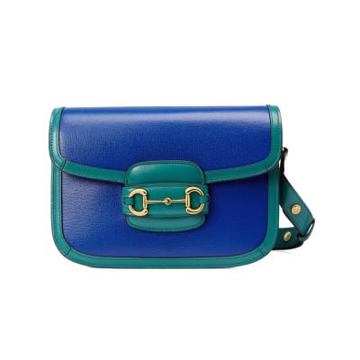 Replica Gucci Horsebit 1955 Small Shoulder Bag 602204 Blue And Green Leather