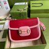 Best Replicas Bags - Gucci Horsebit 1955 Small Shoulder Bag 602204 Red and Pink Leather Top Quality Louis Vuitton LV Replica Bags On Sales