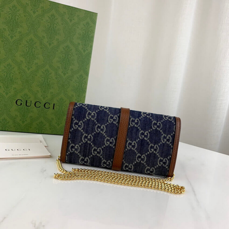 Replica Gucci Jackie 1961 Chain Wallet 652681 In Blue Denim - Image 6