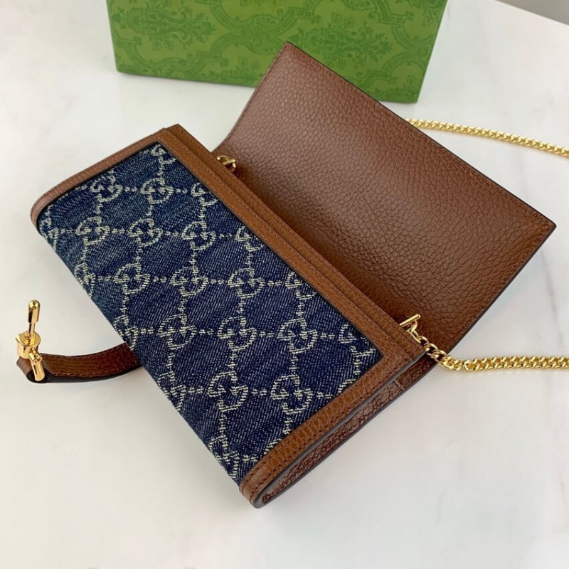 Replica Gucci Jackie 1961 Chain Wallet 652681 In Blue Denim - Image 10