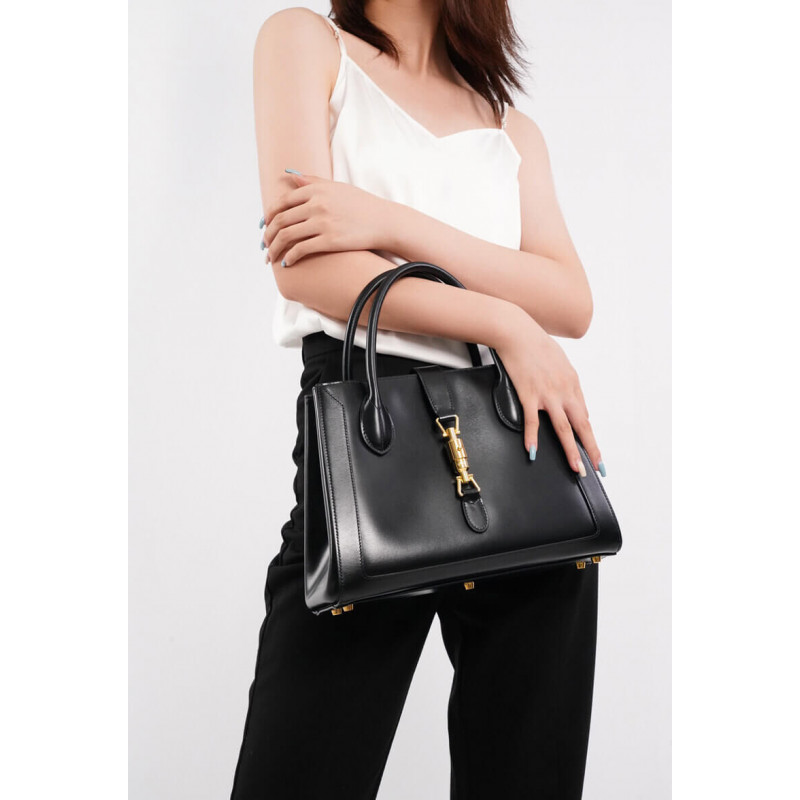 Replica Gucci Jackie 1961 Medium Tote Bag In Black Leather 649016 - Image 3