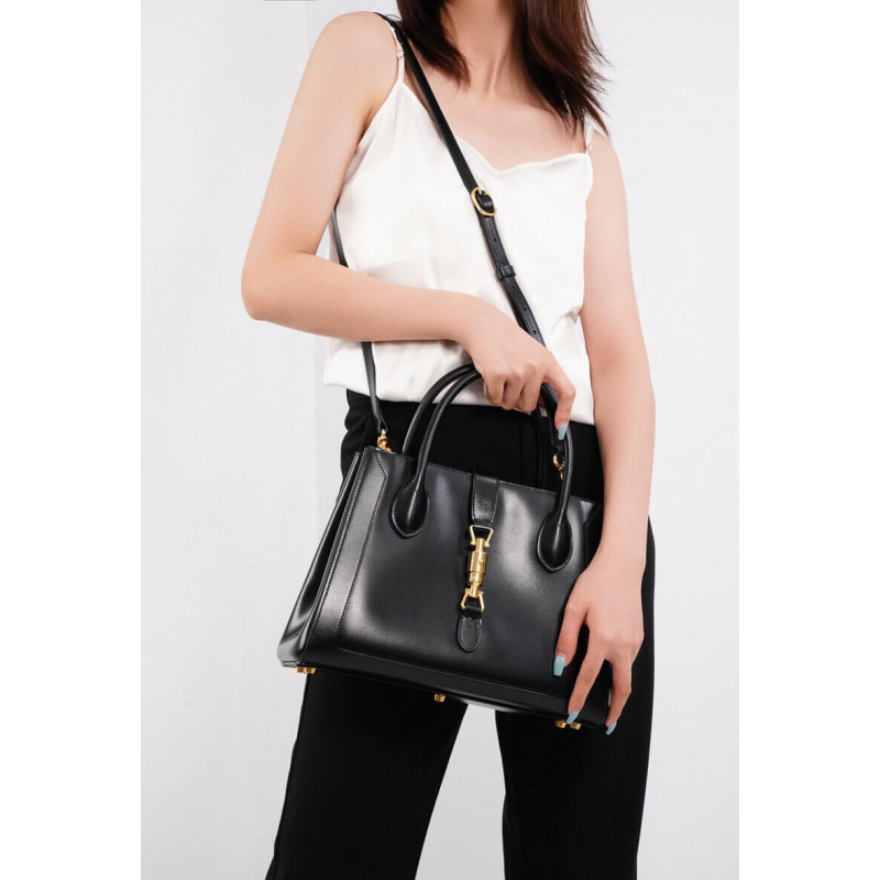 Replica Gucci Jackie 1961 Medium Tote Bag In Black Leather 649016 - Image 5