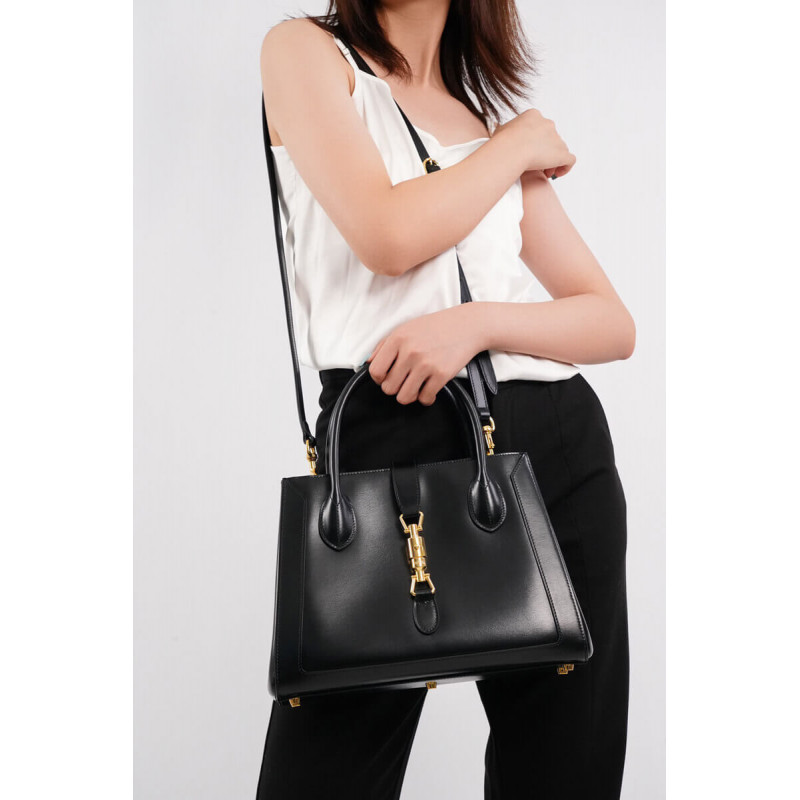 Replica Gucci Jackie 1961 Medium Tote Bag In Black Leather 649016 - Image 6