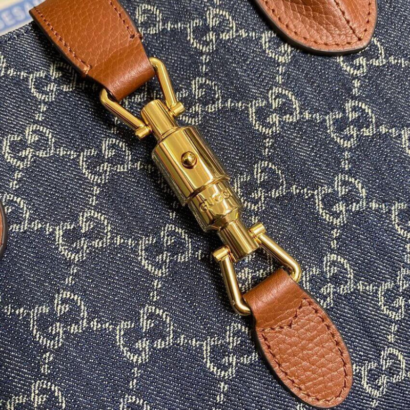 Replica Gucci Jackie 1961 Medium Tote Bag In Blue Denim 649016 - Image 5