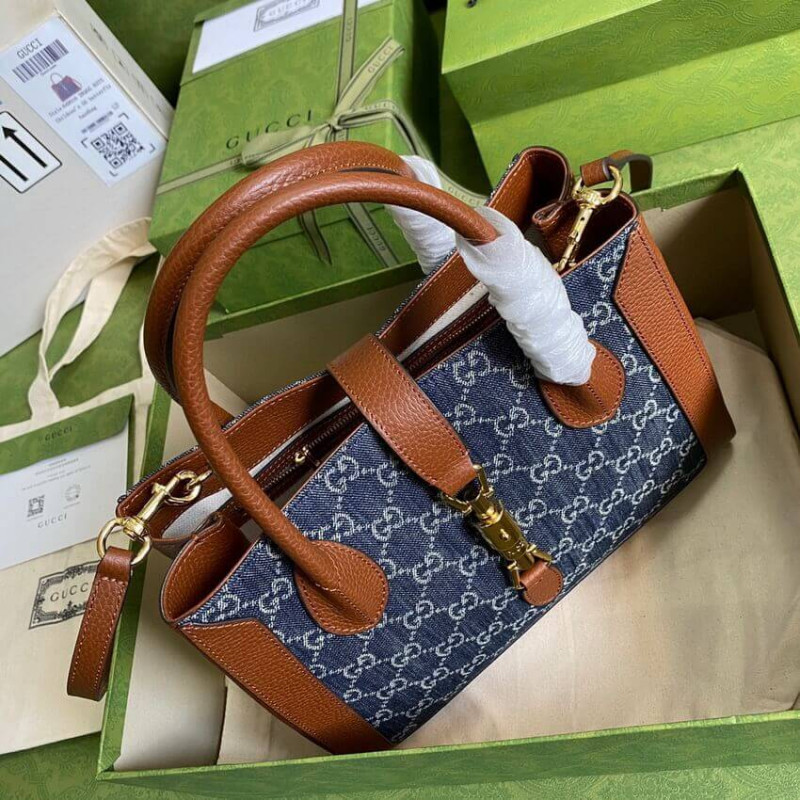 Replica Gucci Jackie 1961 Medium Tote Bag In Blue Denim 649016 - Image 6