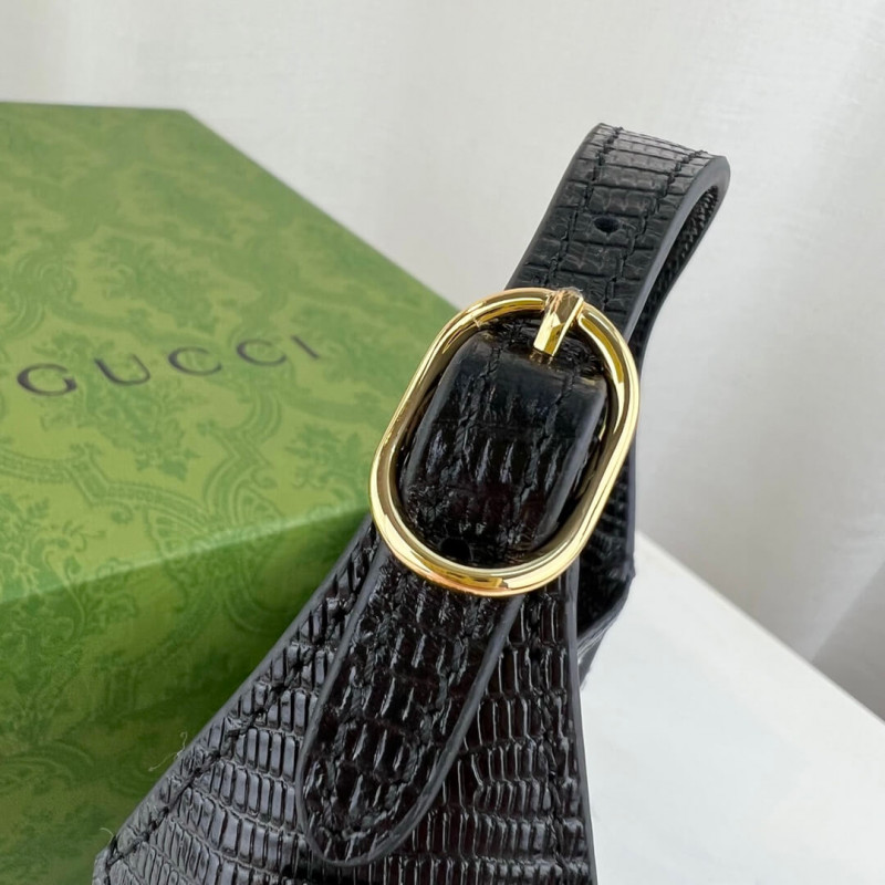 Replica Gucci Jackie 1961 Mini Crystal Gg Lizard Bag 677027 Black - Image 8