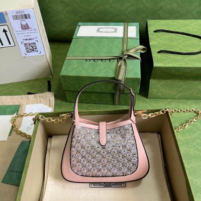 Alternative view of Replica Gucci Jackie 1961 Mini Crystal Gg Should Bag 677027 Black