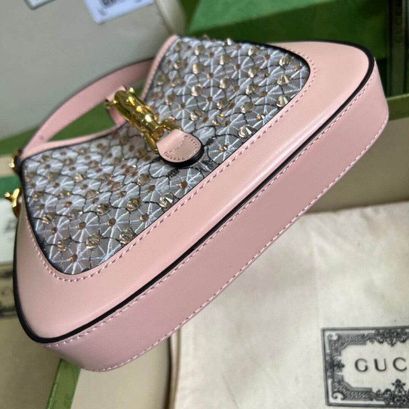 Replica Gucci Jackie 1961 Mini Crystal Gg Should Bag 677027 Black - Image 3