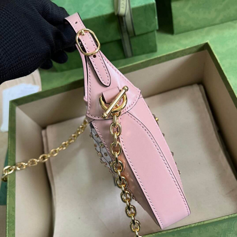Replica Gucci Jackie 1961 Mini Crystal Gg Should Bag 677027 Black - Image 4