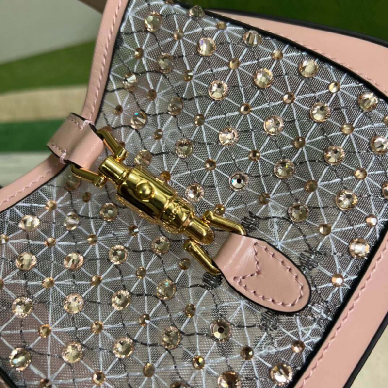 Replica Gucci Jackie 1961 Mini Crystal Gg Should Bag 677027 Black - Image 5