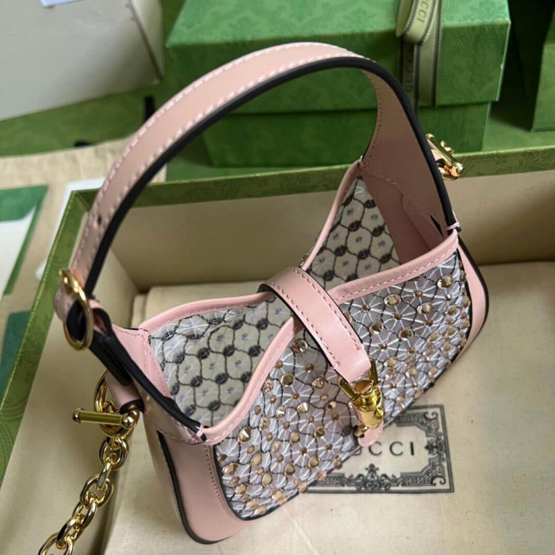 Replica Gucci Jackie 1961 Mini Crystal Gg Should Bag 677027 Black - Image 6