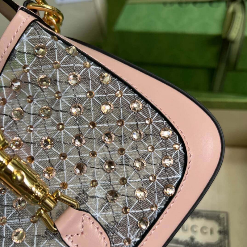 Replica Gucci Jackie 1961 Mini Crystal Gg Should Bag 677027 Black - Image 7
