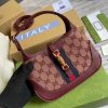 Best Replicas Bags - Gucci Jackie 1961 Mini Shoulder Bag 637092 in Burgundy GG Canvas Top Quality Louis Vuitton LV Replica Bags On Sales