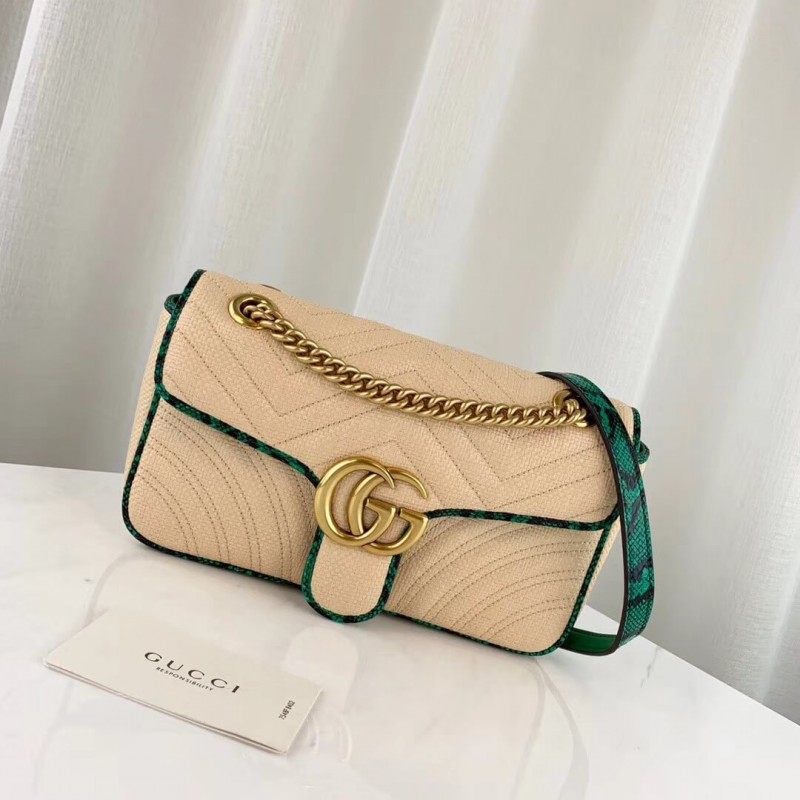 Replica Gucci Online Exclusive Gg Marmont Raffia Small Shoulder Bag 443497 - Image 2