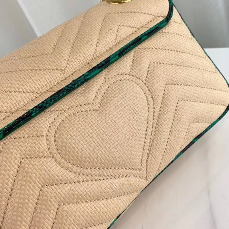 Replica Gucci Online Exclusive Gg Marmont Raffia Small Shoulder Bag 443497 - Image 4