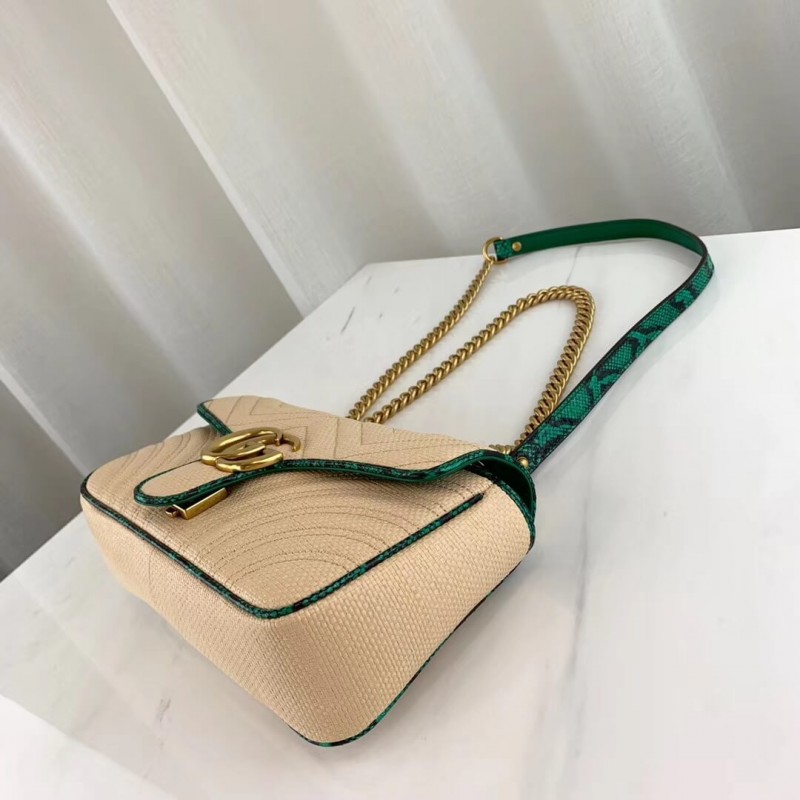 Replica Gucci Online Exclusive Gg Marmont Raffia Small Shoulder Bag 443497 - Image 5