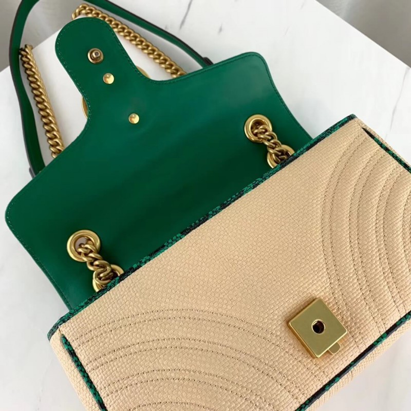 Replica Gucci Online Exclusive Gg Marmont Raffia Small Shoulder Bag 443497 - Image 6