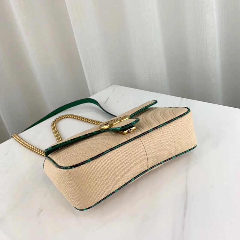 Replica Gucci Online Exclusive Gg Marmont Raffia Small Shoulder Bag 443497 - Image 7