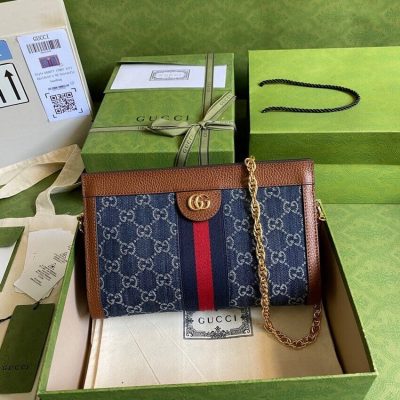 Replica Gucci Ophidia Gg Small Shoulder Bag 503877 In Blue Demin