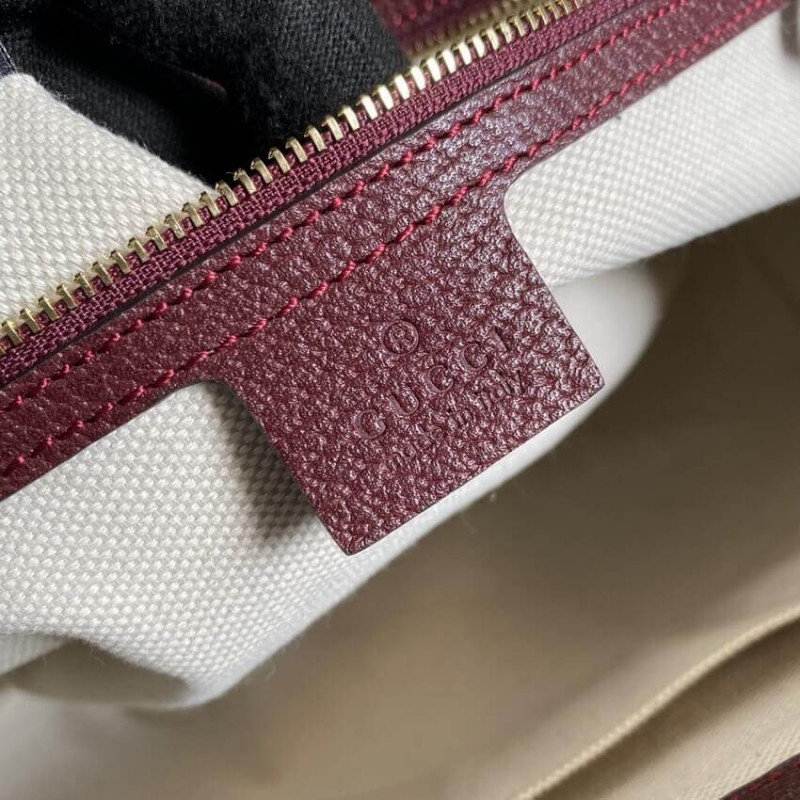 Replica Gucci Ophidia Medium Tote With Web In Burgundy Gg Canvas 631685 - Image 11