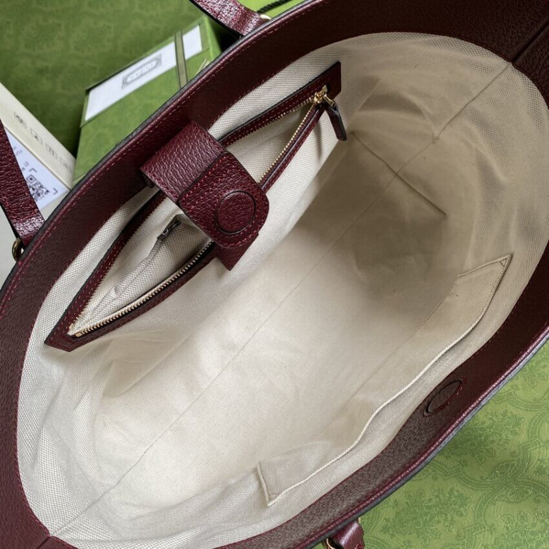 Replica Gucci Ophidia Medium Tote With Web In Burgundy Gg Canvas 631685 - Image 10