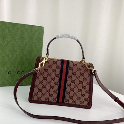Alternative view of Replica Gucci Ophidia Small Top Handle Bag With Web 651055 Burgundy