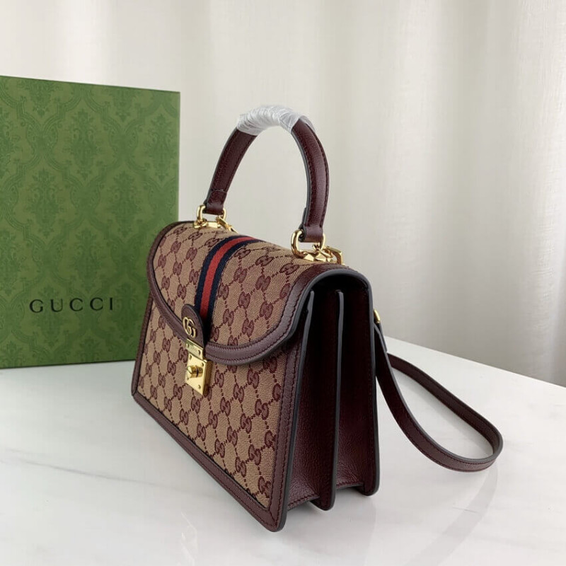Replica Gucci Ophidia Small Top Handle Bag With Web 651055 Burgundy - Image 3