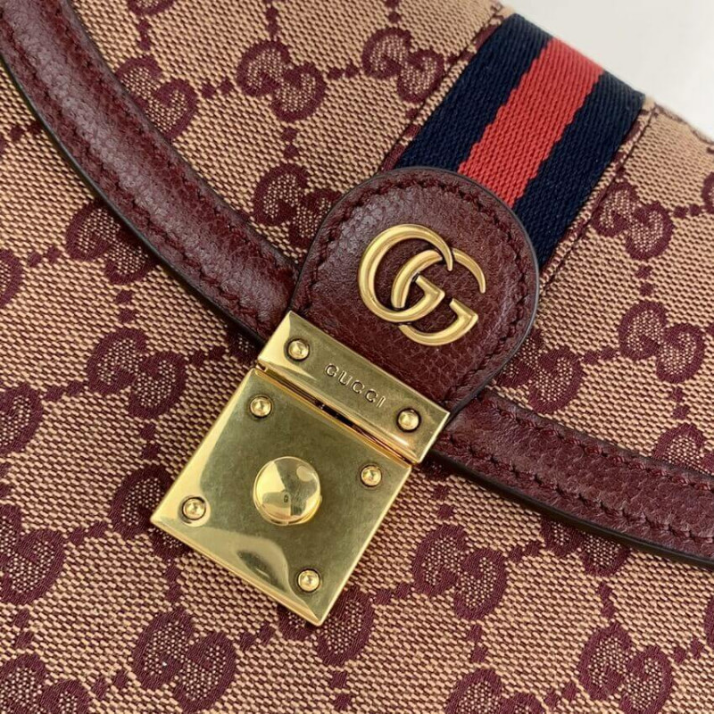 Replica Gucci Ophidia Small Top Handle Bag With Web 651055 Burgundy - Image 6