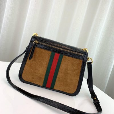 Alternative view of Replica Gucci Ophidia Web Suede Saddle Bag 523658