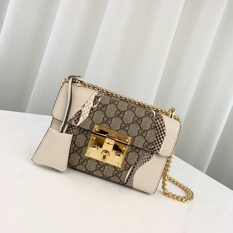 Replica Gucci Padlock Snakeskin Small Shoulder Bag 432182 White - Image 2