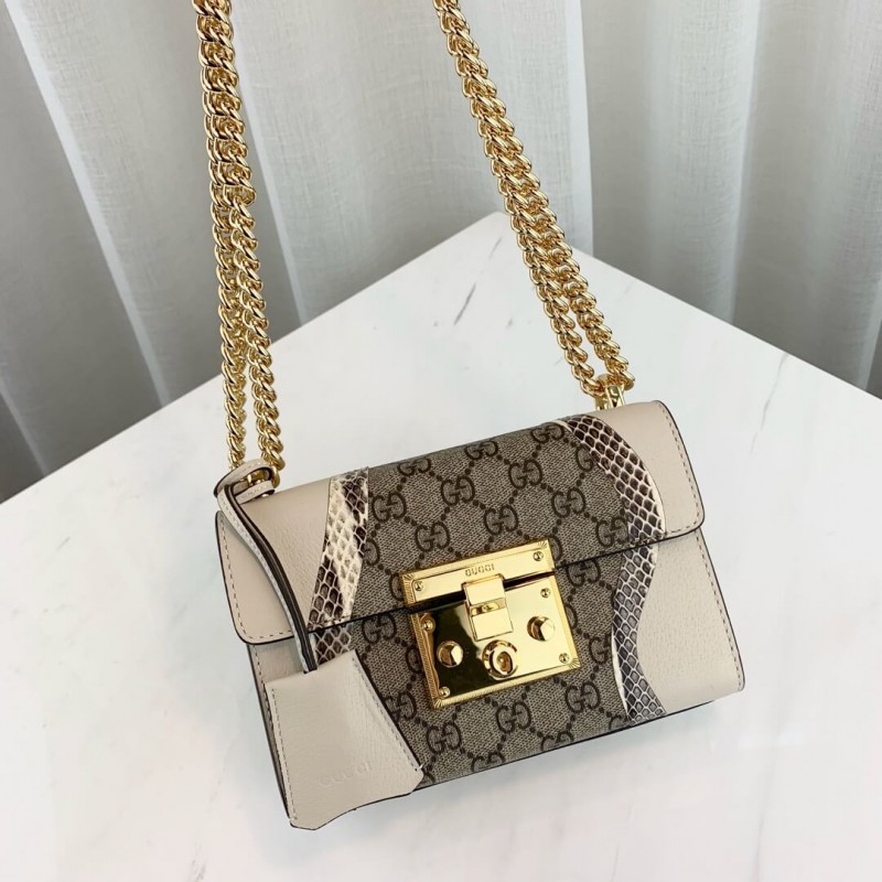 Replica Gucci Padlock Snakeskin Small Shoulder Bag 432182 White - Image 5