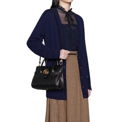 Alternative view of Replica Gucci Small Top Handle Bag With Double G In Black Leather 658450