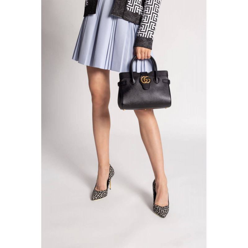 Replica Gucci Small Top Handle Bag With Double G In Black Leather 658450 - Image 3