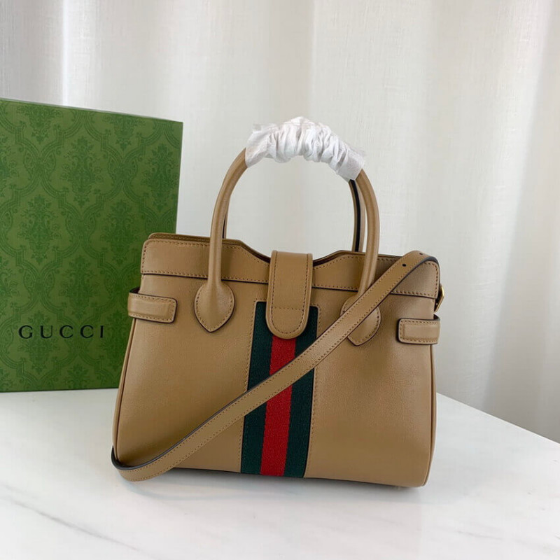 Replica Gucci Small Top Handle Bag With Double G In Brown Leather 658450 - Image 4