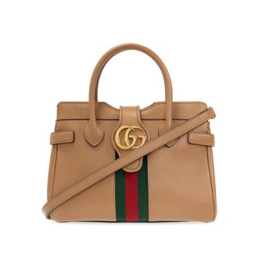 Replica Gucci Small Top Handle Bag With Double G In Brown Leather 658450