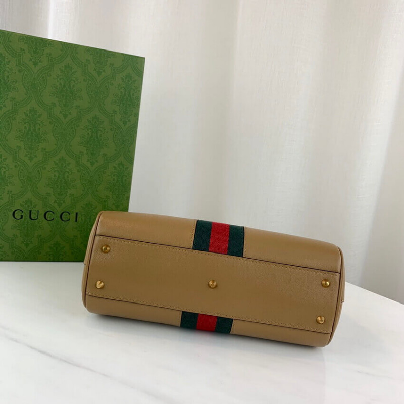 Replica Gucci Small Top Handle Bag With Double G In Brown Leather 658450 - Image 6