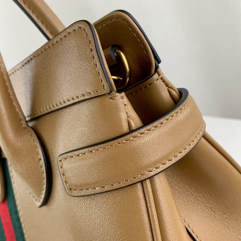 Replica Gucci Small Top Handle Bag With Double G In Brown Leather 658450 - Image 9