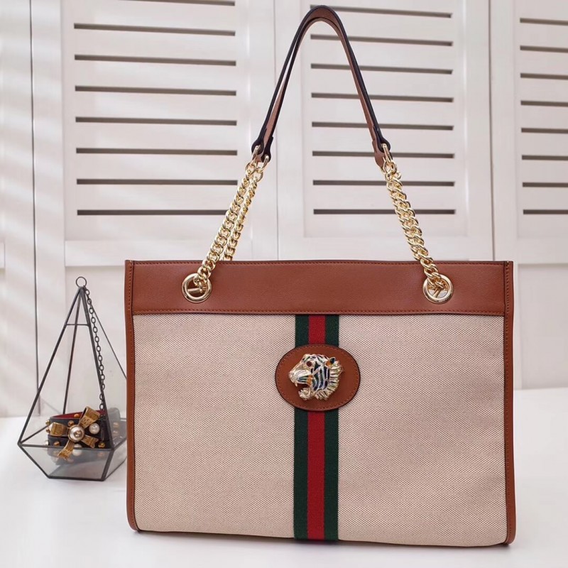 Replica Gucci Vintage Canvas Rajah Gg Tweed Large Tote 537219 - Image 2