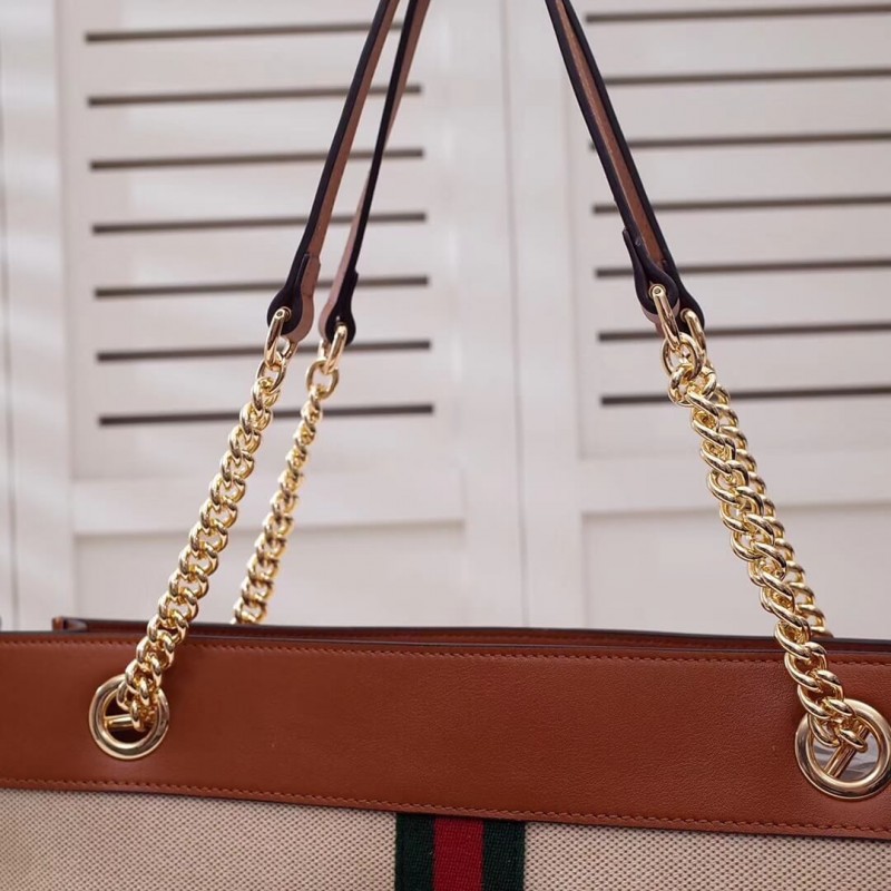 Replica Gucci Vintage Canvas Rajah Gg Tweed Large Tote 537219 - Image 4