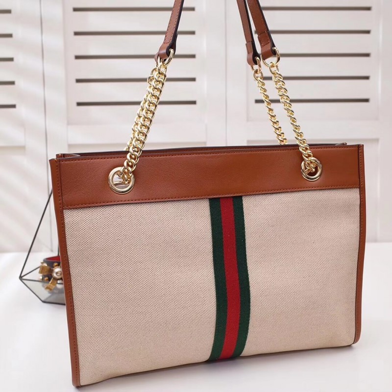 Replica Gucci Vintage Canvas Rajah Gg Tweed Large Tote 537219 - Image 5