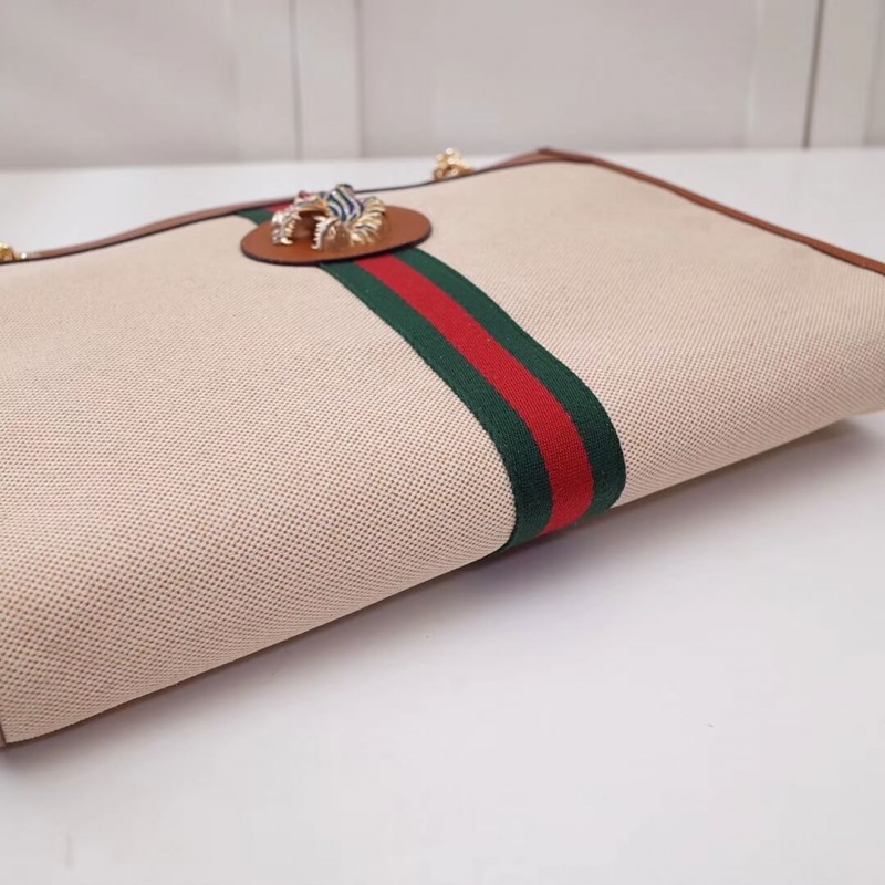 Replica Gucci Vintage Canvas Rajah Gg Tweed Large Tote 537219 - Image 8