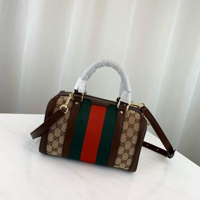 Alternative view of Replica Gucci Vintage Web Original Gg Boston Bag 269876 Coffee