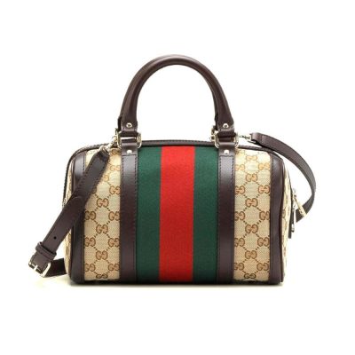 Replica Gucci Vintage Web Original Gg Boston Bag 269876 Coffee