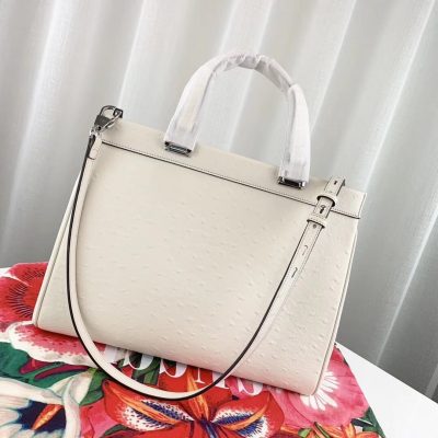 Alternative view of Replica Gucci Zumi Ostrich Leather Medium Top Handle Bag 564714 White