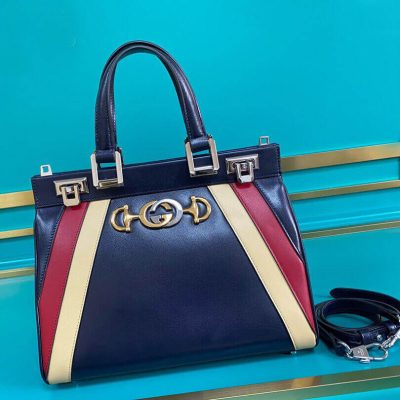 Alternative view of Replica Gucci Zumi Smooth Leather With Stripes Small Top Handle Bag 569712